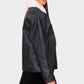 Black Detachable Faux Fur Collar Faux Leather Jacket