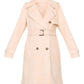 Cream Mid Length Faux Suede Trench Coat