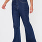 Indigo Wash Contrast Seam Flared Jeans