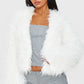 Cream Faux Fur Cropped Coat