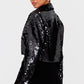 Silver Cropped Sequin Blazer