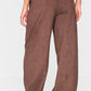 Dark Chocolate Cord Tie Waist Low Rise Trousers