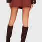 Chocolate Tailored Woven Box Pleat Skater Skort