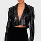 Silver Cropped Sequin Blazer