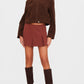 Chocolate Tailored Woven Box Pleat Skater Skort