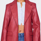 Cherry Red Textured Faux Leather Blazer