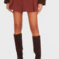 Chocolate Tailored Woven Box Pleat Skater Skort