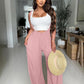 Drawstring Tie Wide Leg Suspender Pants